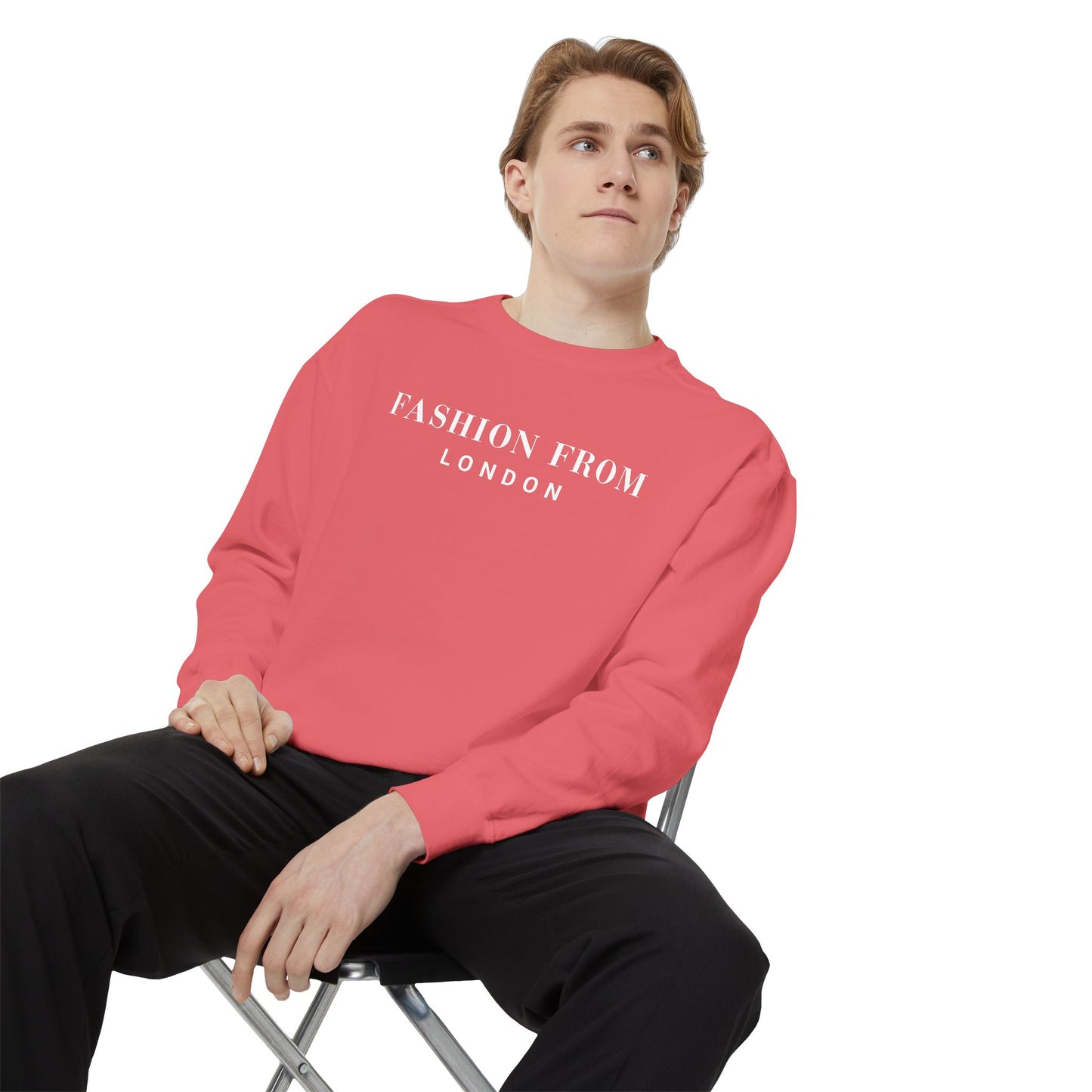 Fashion From London Garment-Dyed Men's Sweatshirt - Watermelon