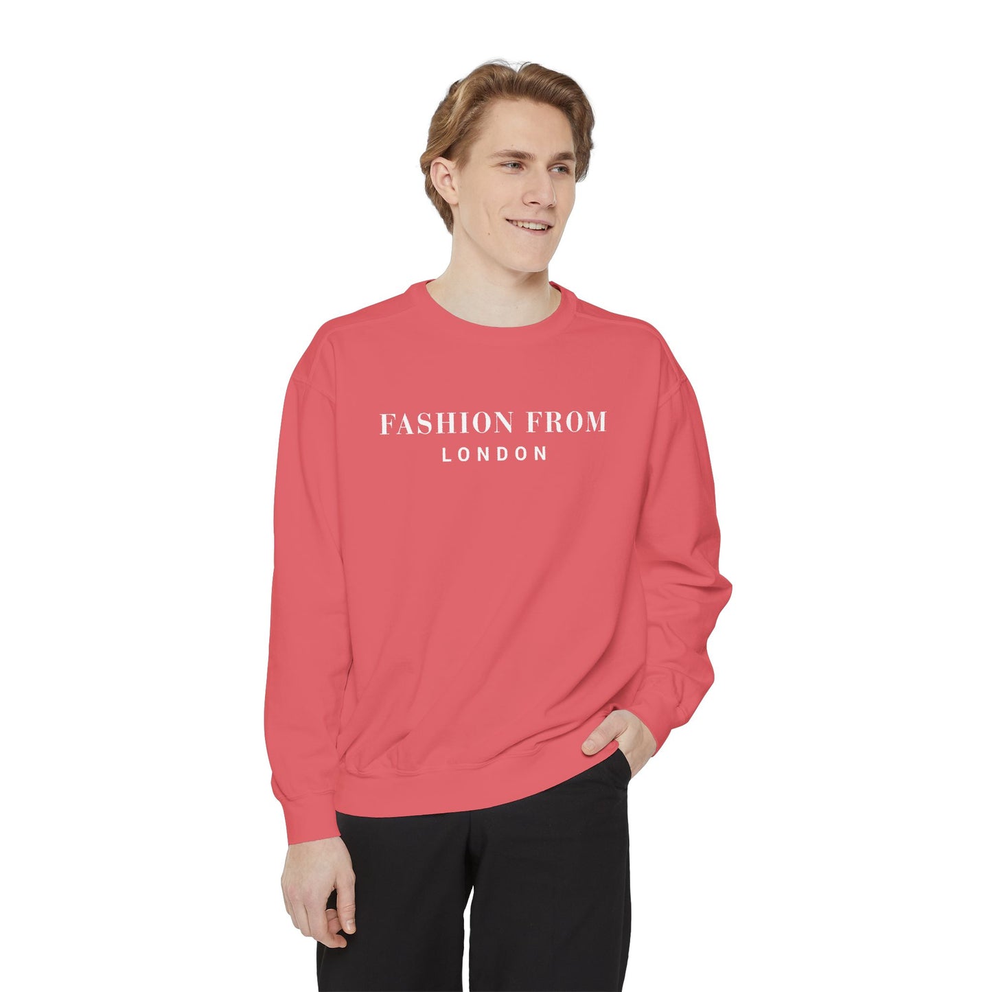 Fashion From London Garment-Dyed Men's Sweatshirt - Watermelon