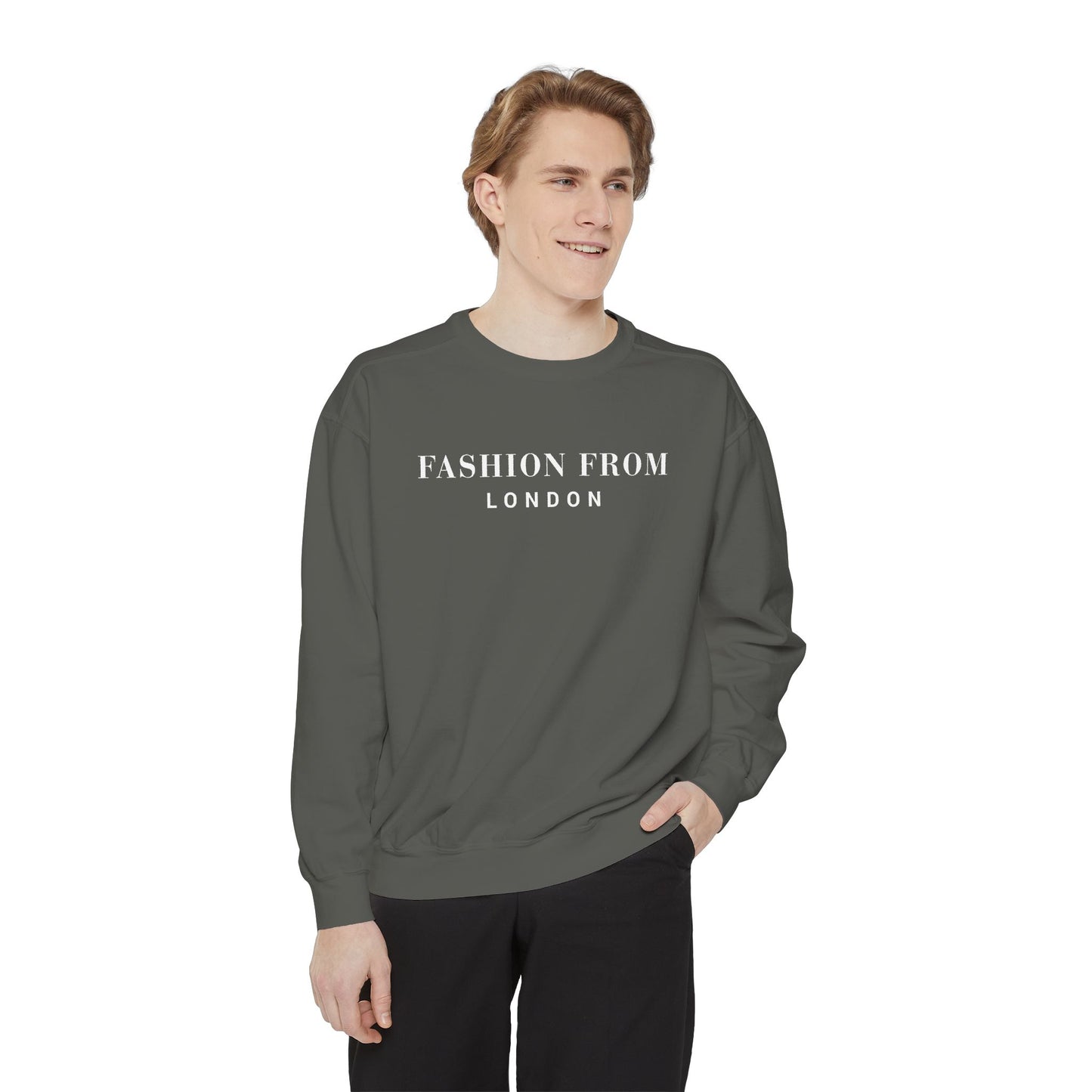 Fashion From London Garment-Dyed Men's Sweatshirt - Watermelon