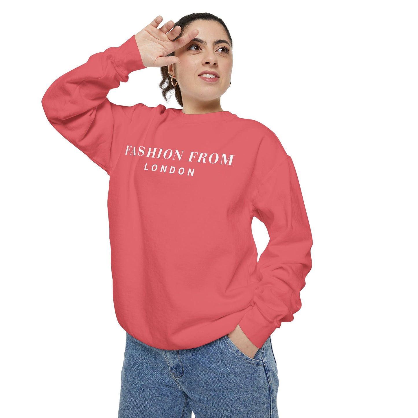 Fashion From London Garment-Dyed Women's Sweatshirt - Watermelon