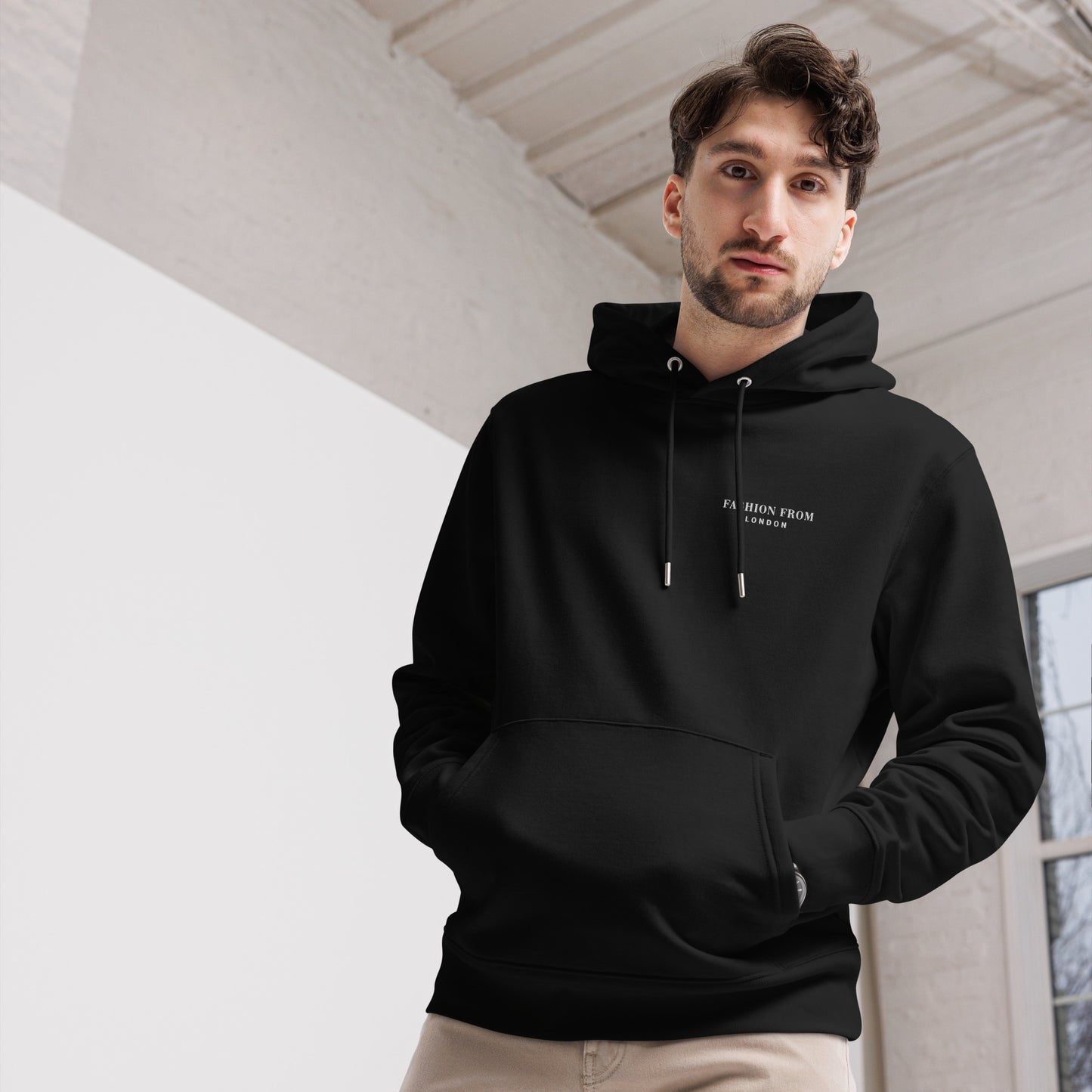 Men's Essential Eco Embroidered Hoodie Black