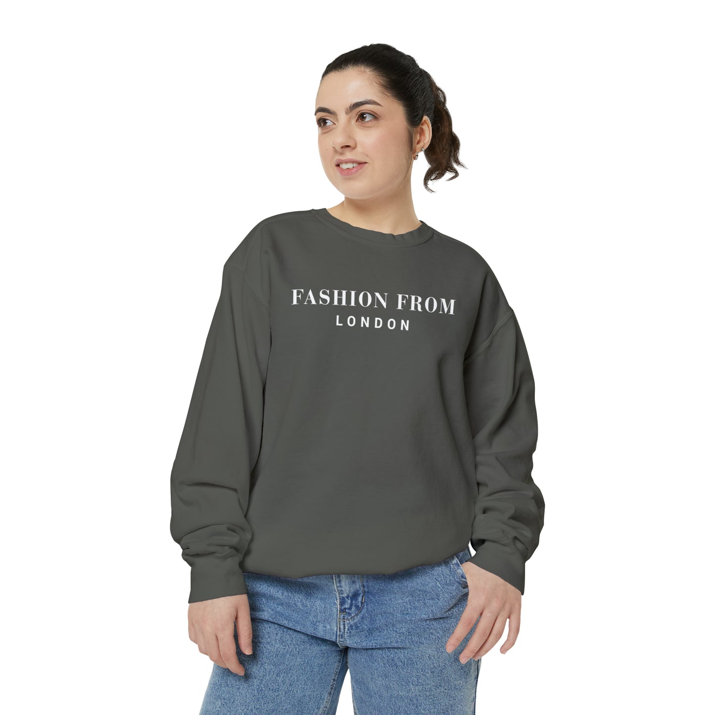 Fashion From London Garment-Dyed Women's Sweatshirt - Pepper