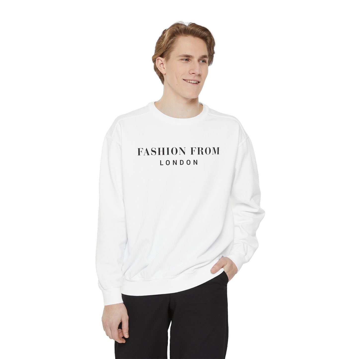 Fashion From London Garment-Dyed Women's Sweatshirt - White