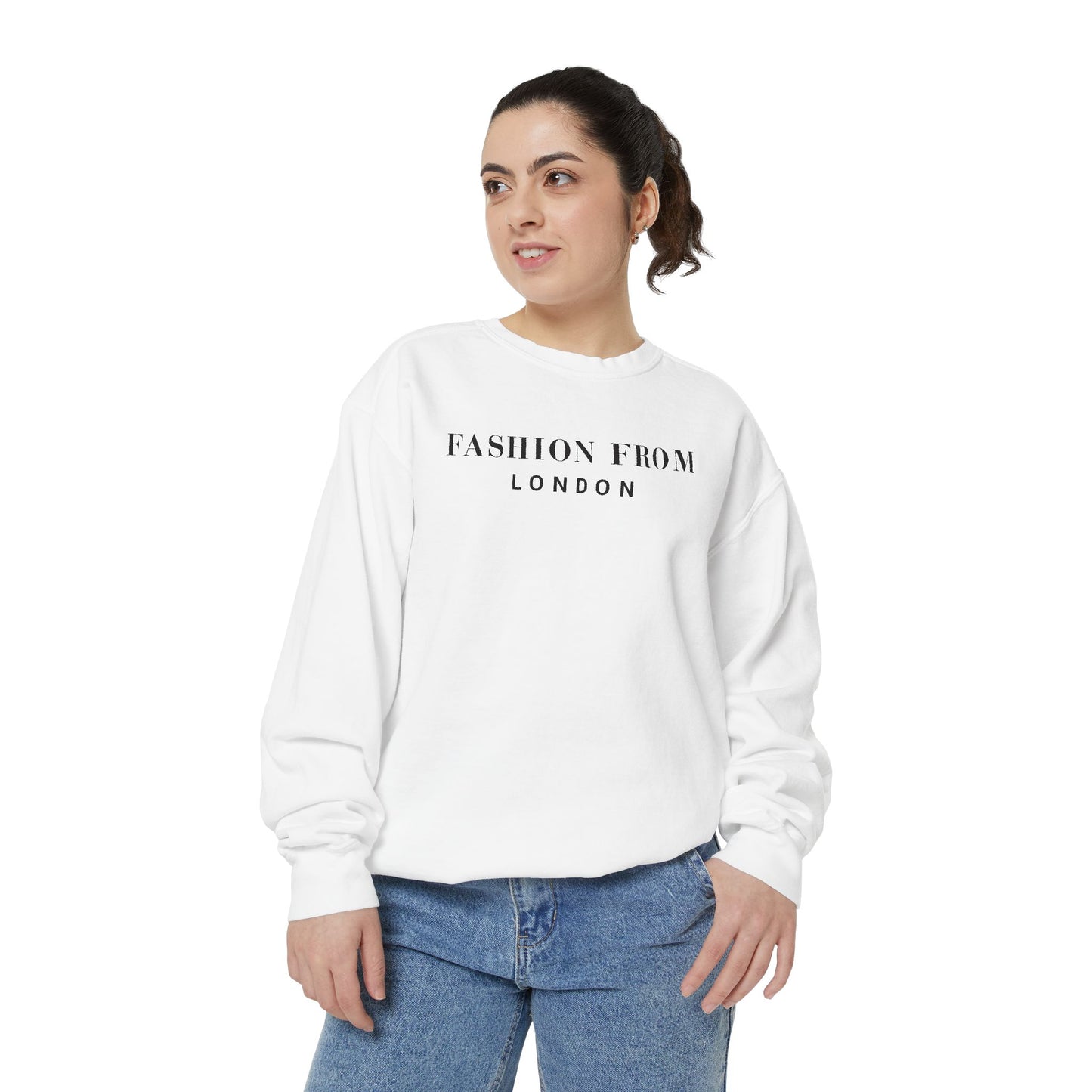 Fashion From London Garment-Dyed Men's Sweatshirt - White