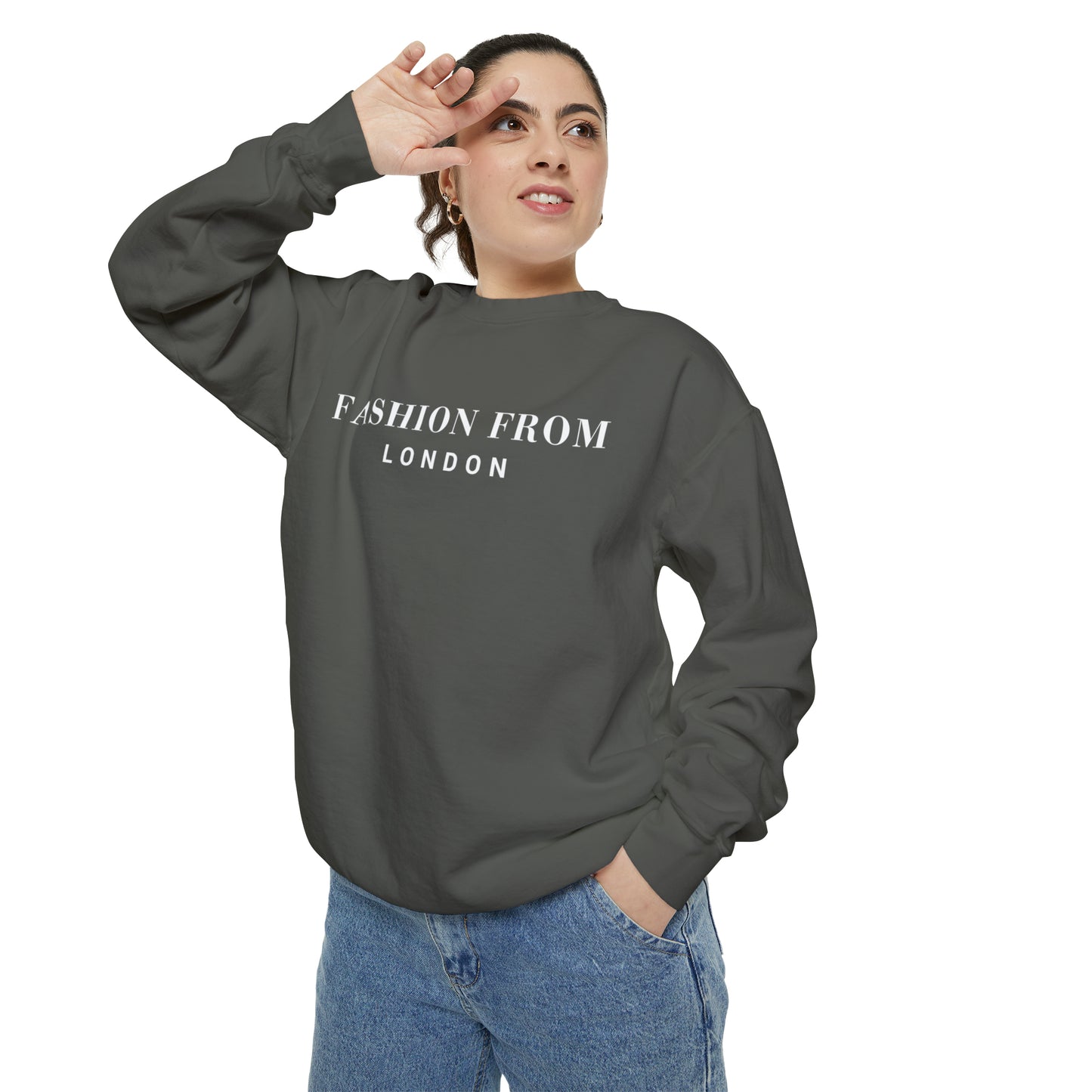 Fashion From London Garment-Dyed Women's Sweatshirt - Pepper